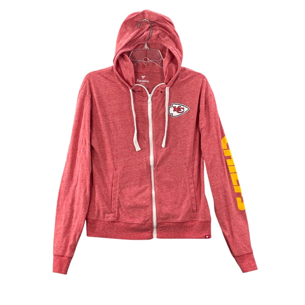 Fanatics Hoodie Womens Small Red Kansas City Chiefs Full Zip Slub Knit NFL Logo
